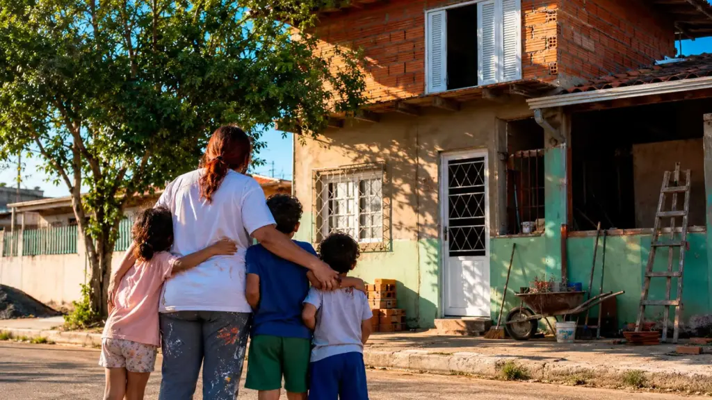 Aos 22 anos, mãe de três deixa a padaria, vai a pé ao curso para usar os R$ 10 da passagem no leite dos filhos, entra na construção civil e, após gastar com 4 pedreiros, decide consertar e erguer com as próprias mãos a casa onde vive em Canoas Aos 22 anos, mãe de três deixa a padaria, vai a pé ao curso para usar os R$ 10 da passagem no leite dos filhos, entra na construção civil e, após gastar com 4 pedreiros, decide consertar e erguer com as próprias mãos a casa onde vive em Canoas