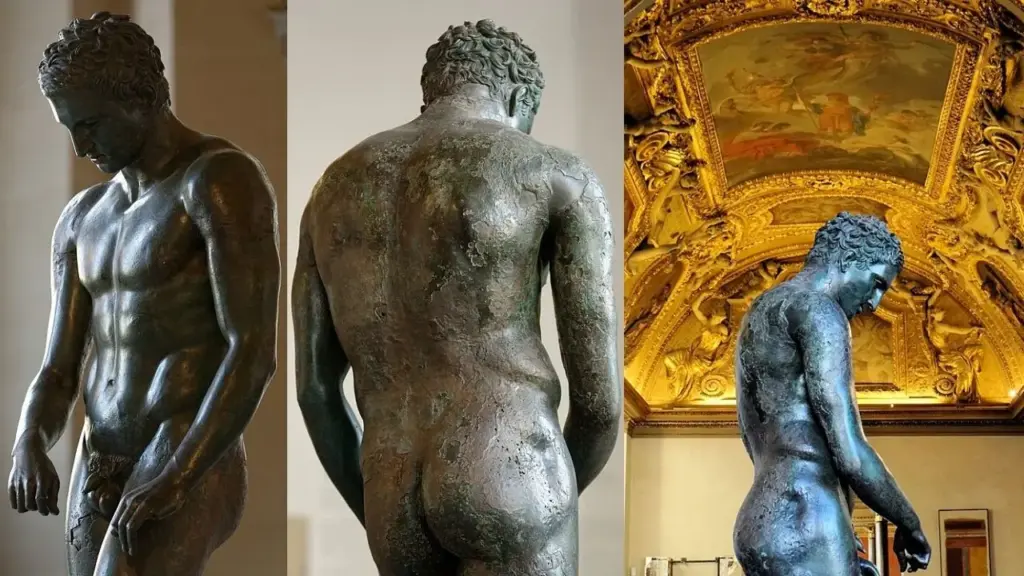 Mergulhador encontrou por acaso a 45 metros de profundidade uma estátua grega de bronze quase intacta, datada dos séculos II ou I a.C., que ficou submersa por cerca de 2 mil anos, exigiu seis anos de restauração e depois foi exibida no Louvre, Museu Britânico e Getty antes de ganhar museu próprio Mergulhador encontrou por acaso a 45 metros de profundidade uma estátua grega de bronze quase intacta, datada dos séculos II ou I a.C., que ficou submersa por cerca de 2 mil anos, exigiu seis anos de restauração e depois foi exibida no Louvre, Museu Britânico e Getty antes de ganhar museu próprio
