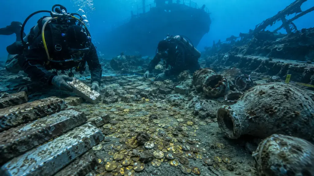 Mergulhadores passam 16 anos procurando o galeão espanhol Atocha, encontram o filão principal do navio afundado em 1622 com 1.038 barras de prata, cerca de 255 mil moedas e milhares de onças de ouro e, quatro décadas depois, equipes ainda vasculham o fundo do mar da Flórida atrás das partes do tesouro que continuam desaparecidas Mergulhadores passam 16 anos procurando o galeão espanhol Atocha, encontram o filão principal do navio afundado em 1622 com 1.038 barras de prata, cerca de 255 mil moedas e milhares de onças de ouro e, quatro décadas depois, equipes ainda vasculham o fundo do mar da Flórida atrás das partes do tesouro que continuam desaparecidas