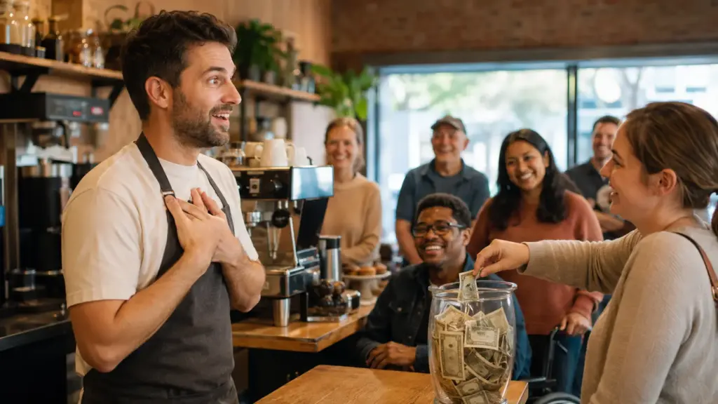 Barista autista encontra apenas US$ 2 após furto de gorjetas, mas moradores lotam cafeteria inclusiva e devolvem mais de US$ 900 em apenas dois dias