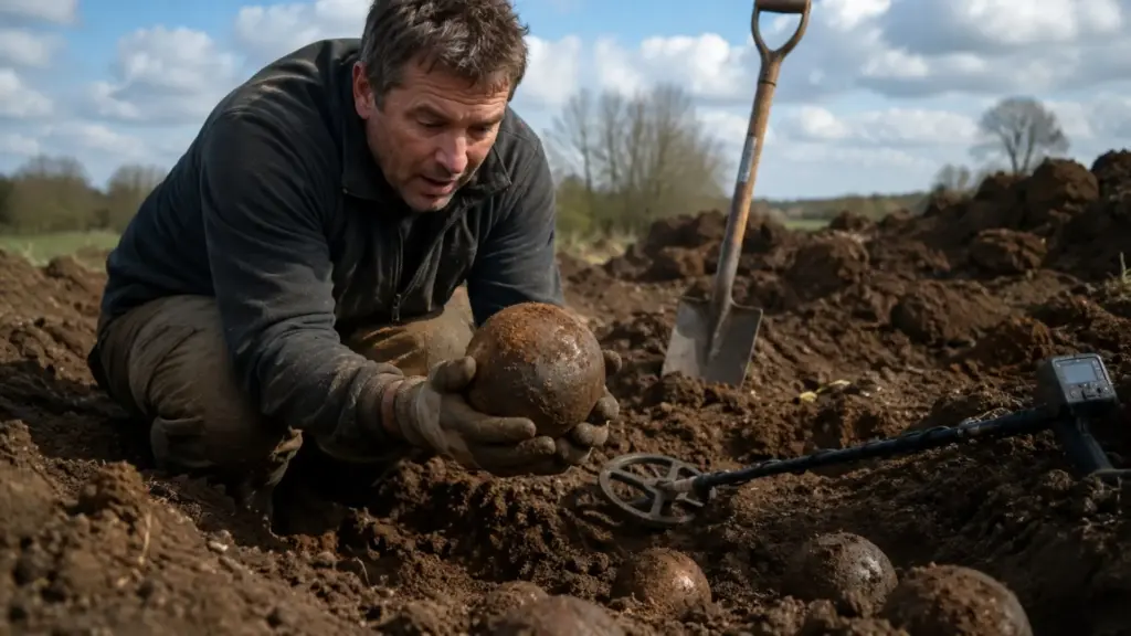 Morador achou uma única bala de canhão ao preparar o terreno para uma obra, ficou curioso e abriu a área para detectores de metal, o que apareceu foram mais de 200 projéteis com mais de 160 anos, encontrados entre dois campos de batalha da Guerra Civil