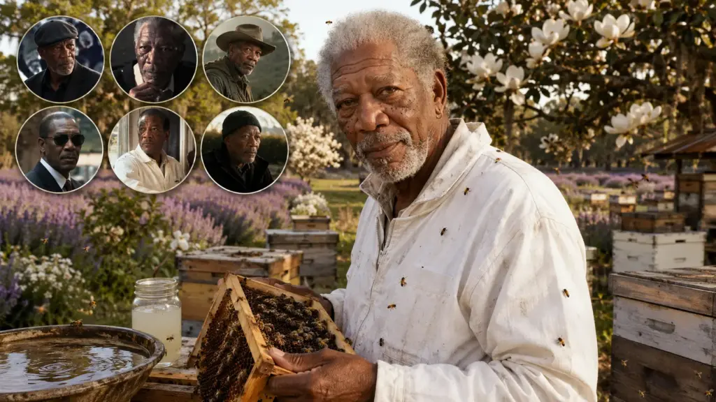 Aos 89 anos, astro de Um Sonho de Liberdade Morgan Freeman mantém um rancho de cerca de 50 hectares no Mississippi, onde transformou as terras em refúgio para abelhas, levou 26 colmeias de Arkansas, plantou lavanda, trevo e magnólias e decidiu não colher o mel para priorizar a conservação