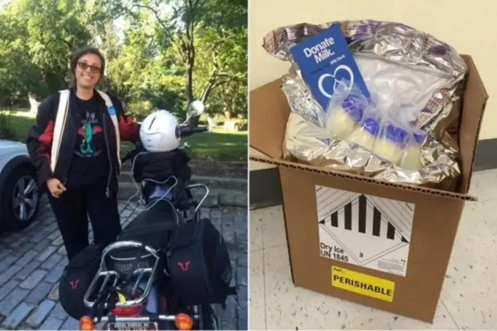 Motociclistas voluntárias cortam o trânsito da cidade recolhendo de casa em casa o leite materno doado por mães que têm de sobra, entregam os frascos aos bancos de leite dentro do prazo em que o alimento ainda serve e mantêm vivos, mamadeira por mamadeira, bebês prematuros que não podem mamar nas próprias mães