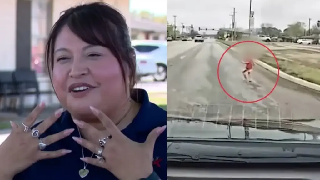 Motorista de aplicativo vê menino de camisa e fralda correr para uma avenida movimentada, freia a tempo, salta do carro, tira a criança do trânsito e chama a polícia enquanto a câmera do veículo registra todo o resgate em San Antonio