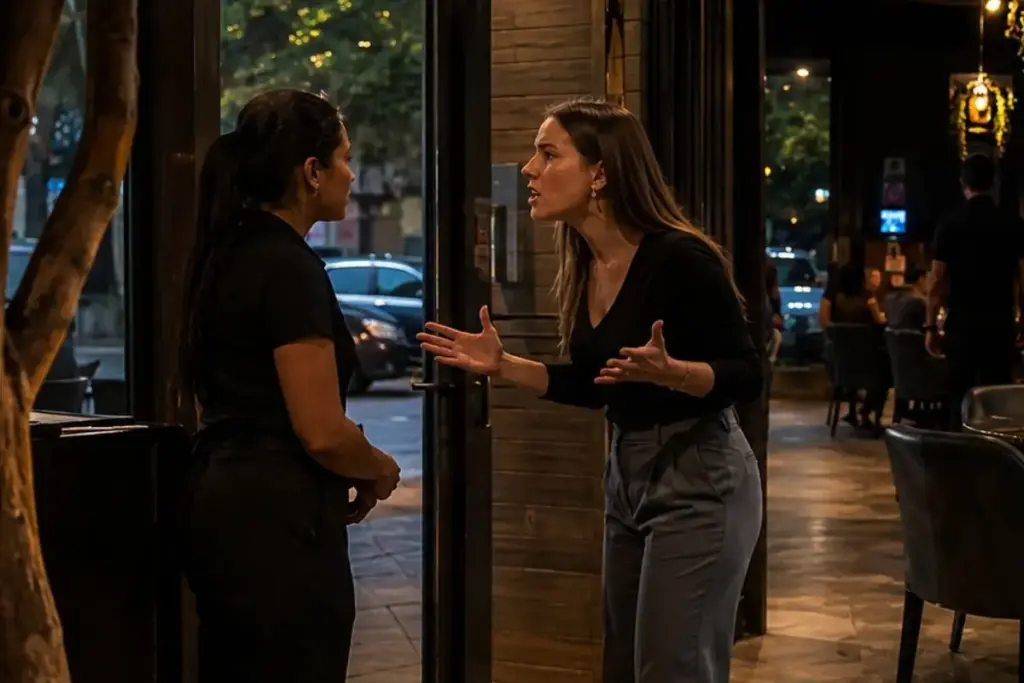 Mulher chega sozinha ao restaurante em Porto Alegre, ouve que não há mesa disponível, vê um casal que chegou depois sentar direto na mesa vazia sem falar com ninguém e ainda engole da atendente a justificativa, eles são dois, aí damos preferência Mulher chega sozinha ao restaurante em Porto Alegre, ouve que não há mesa disponível, vê um casal que chegou depois sentar direto na mesa vazia sem falar com ninguém e ainda engole da atendente a justificativa, eles são dois, aí damos preferência