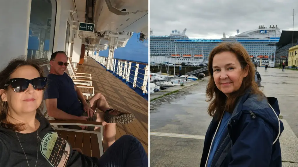 Mulher de 52 anos vive em cruzeiros há três anos, ultrapassa 900 noites no mar e diz carregar tudo o que possui em uma mochila, enquanto transforma navios na própria casa ao lado do marido sem planejar voltar à terra