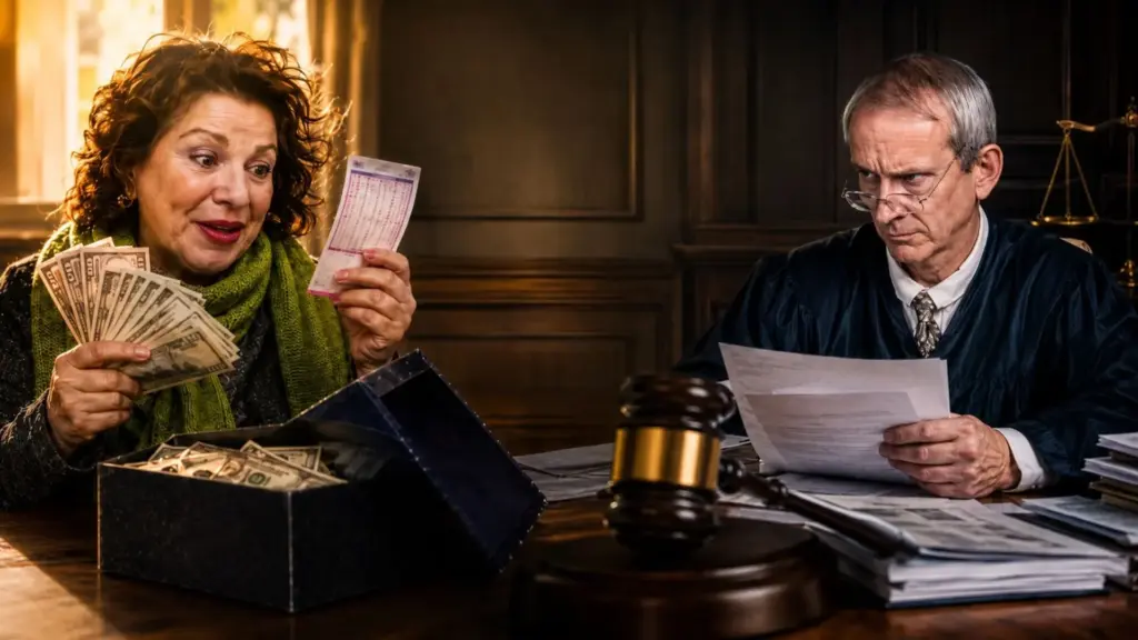 Mulher ganha US$ 1,336 milhão na loteria e pede o divórcio apenas 11 dias depois sem informar o prêmio ao marido, mas ele descobre o dinheiro dois anos mais tarde, reabre o processo e recebe por decisão judicial toda a parte que pertenceria à ex-esposa devido à ocultação
