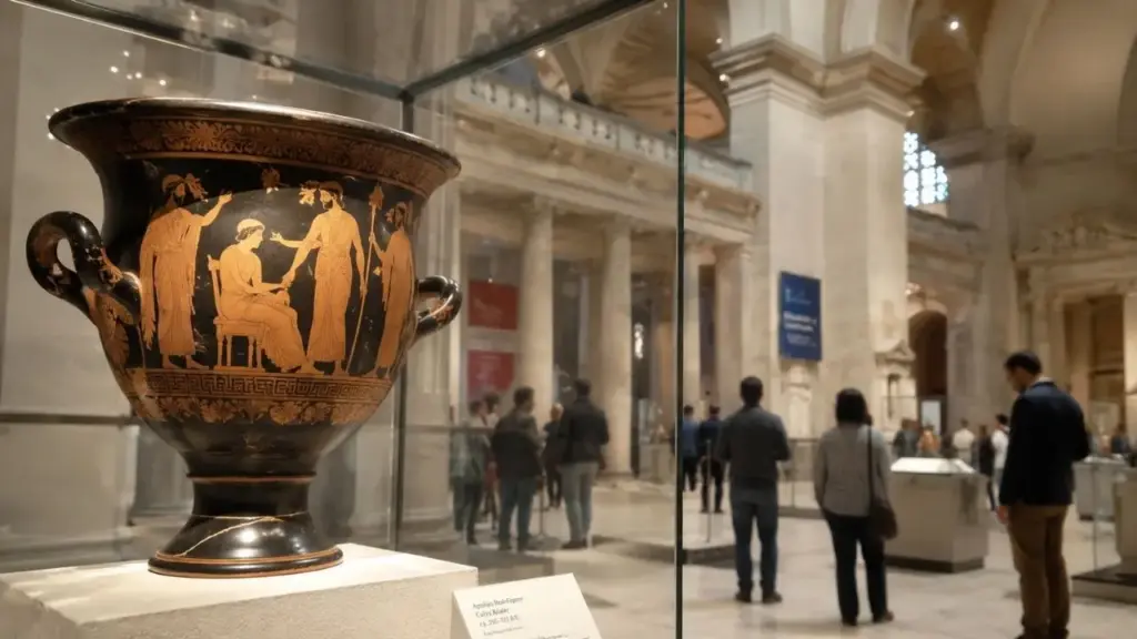 Museu de Nova York pagou US$ 1,2 milhão em 1972 por um vaso grego de cerca de 2.500 anos, sustentou por décadas que a peça vinha de coleção particular, mas investigações revelaram que ela havia sido escavada ilegalmente de uma tumba na Itália e contrabandeada antes de chegar ao MET Museu de Nova York pagou US$ 1,2 milhão em 1972 por um vaso grego de cerca de 2.500 anos, sustentou por décadas que a peça vinha de coleção particular, mas investigações revelaram que ela havia sido escavada ilegalmente de uma tumba na Itália e contrabandeada antes de chegar ao MET