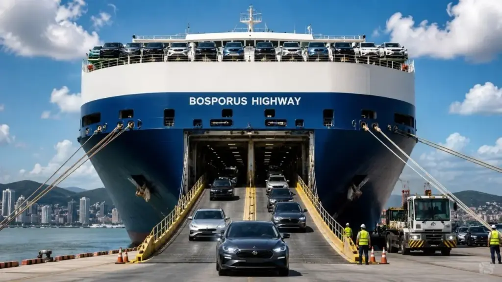 Navio gigante de quase 200 metros atraca em Itajaí com 599 carros de luxo, desembarca os veículos por rampas próprias sem usar guindastes e leva o porto catarinense a alcançar 17.056 automóveis movimentados pelo sistema Ro-Ro somente em 2026, ampliando uma sequência de grandes operações no terminal Navio gigante de quase 200 metros atraca em Itajaí com 599 carros de luxo, desembarca os veículos por rampas próprias sem usar guindastes e leva o porto catarinense a alcançar 17.056 automóveis movimentados pelo sistema Ro-Ro somente em 2026, ampliando uma sequência de grandes operações no terminal