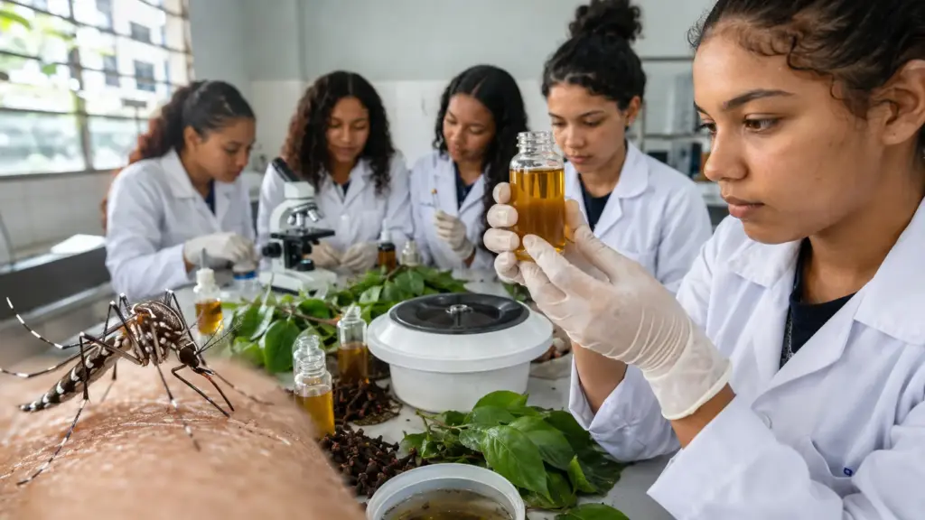 Cinco alunas de Goiás trocam produtos tóxicos por extratos vegetais contra o mosquito da dengue e conquistam o segundo lugar em premiação nacional