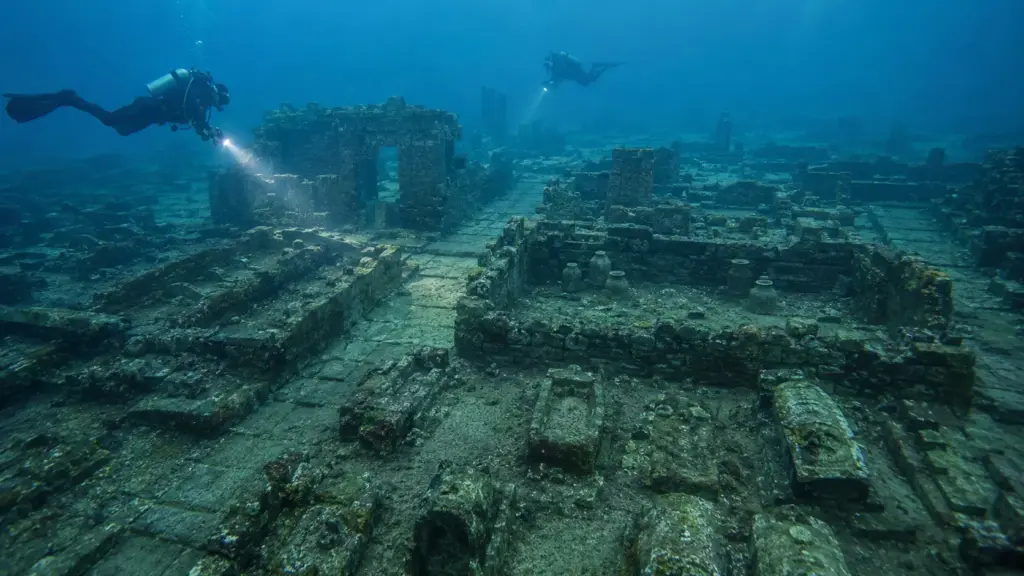 Mergulhadores encontram no fundo do mar uma cidade de aproximadamente 5 mil anos onde ainda é possível seguir ruas, reconhecer casas, pátios e dezenas de túmulos