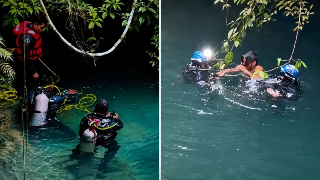Pescador de 31 anos entra em cenote no México, perde a saída e passa 15 dias preso a mais de 100 metros de profundidade, no escuro e sem comida, até ser encontrado vivo após sobreviver em uma câmara de ar e beber água que passava pela caverna