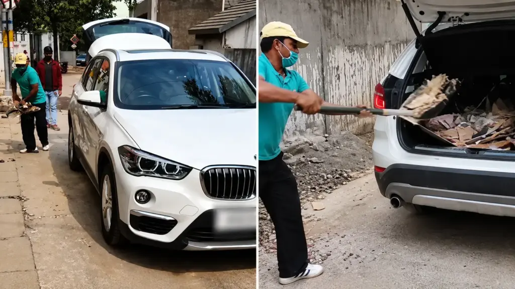 Revoltado com o atendimento após problemas em uma BMW X1, proprietário transforma o SUV de luxo em caminhão de lixo, começa a recolher sujeira das ruas e enche o porta-malas com resíduos para protestar publicamente contra o serviço recebido na concessionária