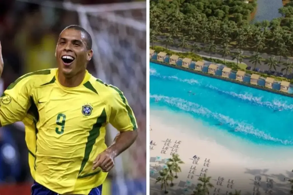 Ex-jogador Ronaldo Fenômeno virou sócio de um clube de R$ 4,2 bilhões com praia artificial em Alphaville, com piscina de ondas de até 2,1 metros para 50 surfistas por hora, longe de qualquer litoral Ex-jogador Ronaldo Fenômeno virou sócio de um clube de R$ 4,2 bilhões com praia artificial em Alphaville, com piscina de ondas de até 2,1 metros para 50 surfistas por hora, longe de qualquer litoral