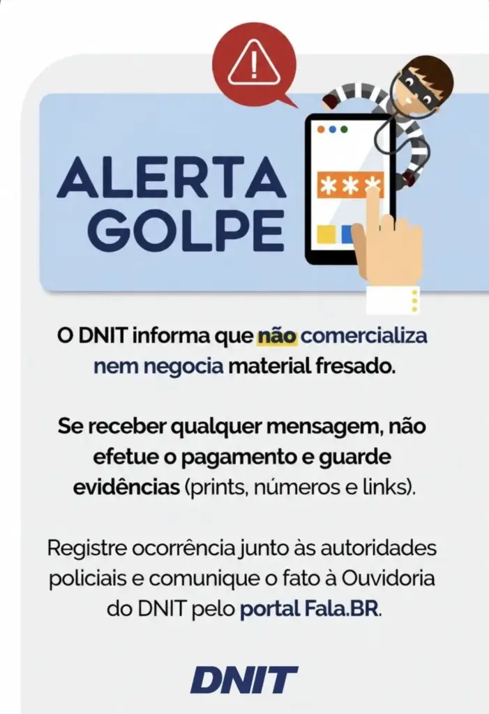 DNIT alerta para tentativas de golpes de venda de material de fresagem no Acre
