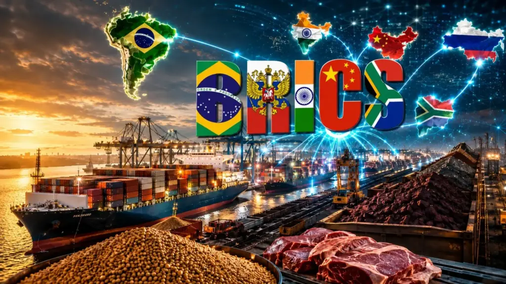 Um ‘Pix do BRICS’ pode fazer o Brasil vender soja, carne e minério ao exterior sem passar pelo dólar, os bancos centrais do bloco negociam interligar seus sistemas de pagamento para baratear as exportações e cortar tarifas bancárias