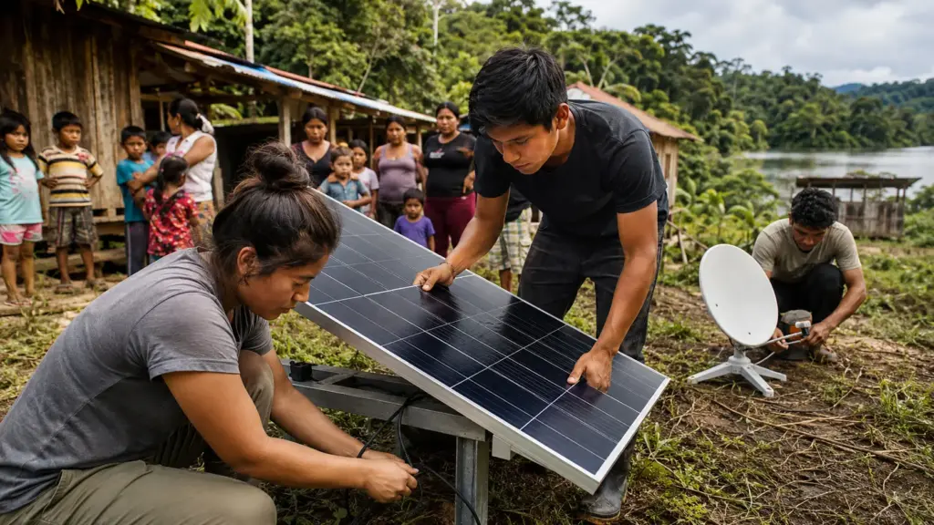 Universitários da UNILA levam energia solar e internet a comunidade da Amazônia peruana que não aparecia no Google Maps e beneficiam cerca de 200 moradores