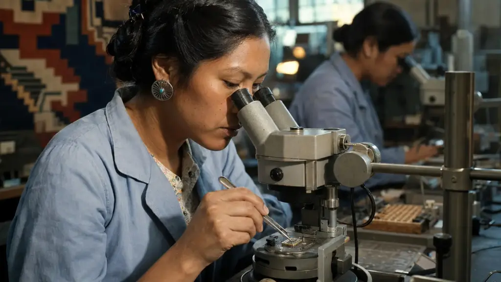 Uma fábrica levou microscópios ao território Navajo, contratou centenas de mulheres para montar chips menores que uma unha, comparou circuitos a tapetes tradicionais e fechou em meio a demissões e protestos