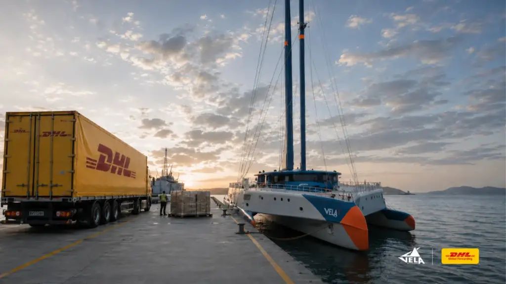 Navio cargueiro volta a depender do vento para cruzar o Atlântico: trimarã de 67 metros transportará até 410 toneladas, fará viagens comerciais em cerca de duas semanas e pode cortar emissões em até 99% contra o transporte aéreo e 90% contra o frete marítimo convencional Navio cargueiro volta a depender do vento para cruzar o Atlântico: trimarã de 67 metros transportará até 410 toneladas, fará viagens comerciais em cerca de duas semanas e pode cortar emissões em até 99% contra o transporte aéreo e 90% contra o frete marítimo convencional