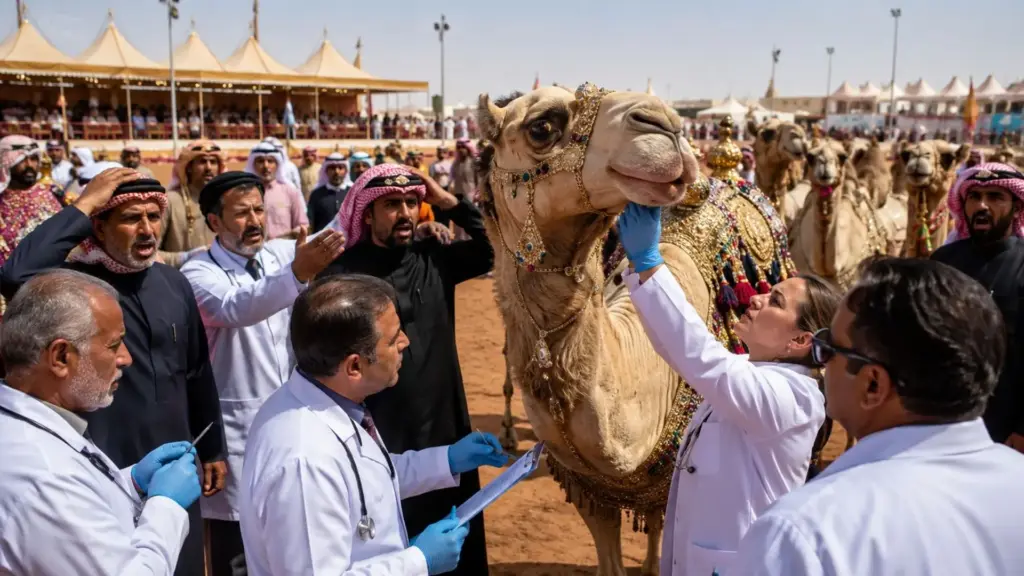 Vinte camelas são expulsas de concurso de beleza após veterinários descobrirem Botox, silicone, preenchimentos e corcovas infladas, enquanto cifra de R$ 340 milhões ligada a outro festival revela como prêmios diferentes acabaram misturados na repercussão internacional do escândalo em Omã