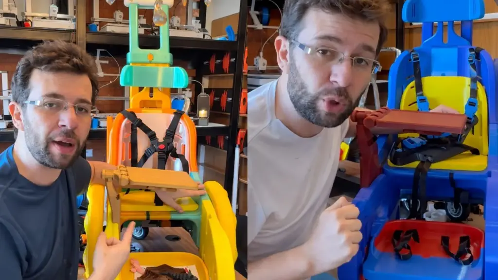 Voluntário mineiro transforma impressoras 3D em fábrica de cadeiras de rodas gratuitas, cria modelos personalizados para crianças de baixa renda entre 1 e 8 anos e enfrenta um limite inesperado para ampliar entregas de estruturas capazes de suportar 23 quilos