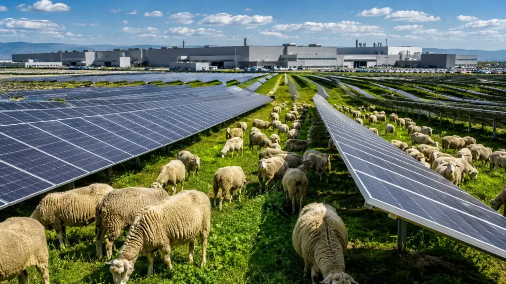 Gigante dos automóveis leva quase 100 ovelhas e as coloca entre 31 mil painéis solares para cumprir missão que máquinas e humanos não conseguem realizar, e o resultado surpreende
