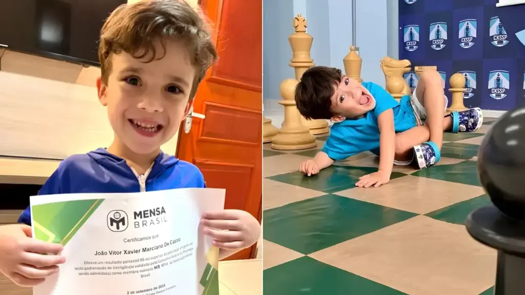 Aos 5 anos, o pequeno João Vitor tem QI 137; autodidata, ele aprendeu a lê desde os 3 anos, possui habilidades com idiomas, matemática e leitura e foi aceito no Mensa