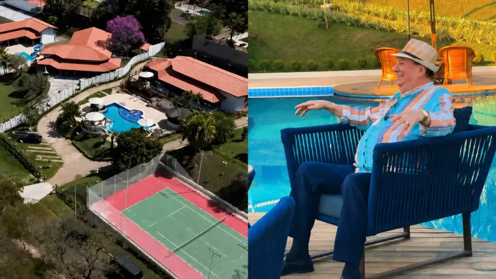 Aos 88 anos, Raul Gil mantém 5 casas no mesmo condomínio fechado em Itu, no interior de São Paulo, onde reuniu filhos e netos em um núcleo familiar com piscina, quadra de tênis iluminada, jardins, pomar, suítes e amplas áreas de convivência