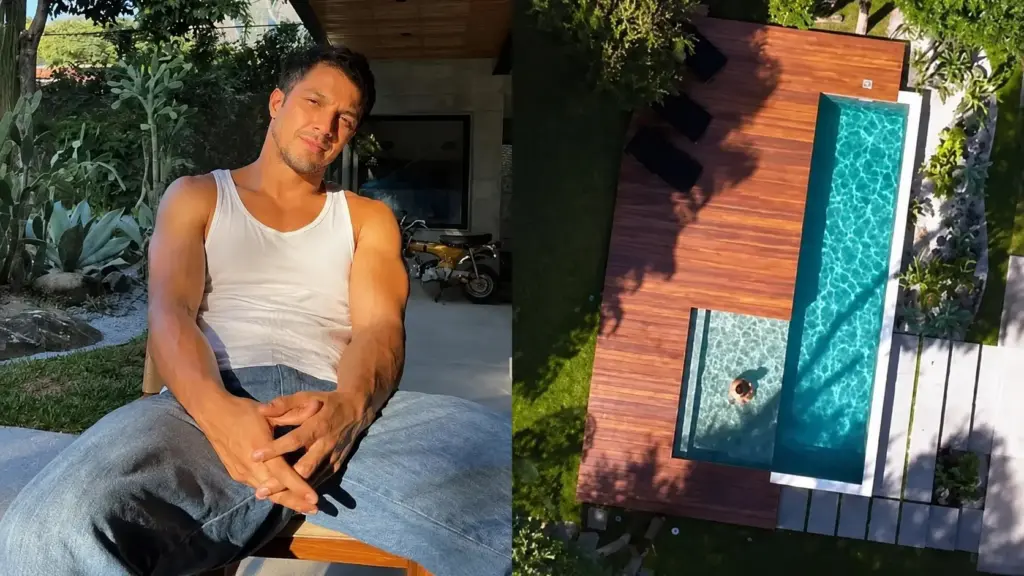Aos 41 anos, Romulo Estrela vive em mansão de dois andares na Barra da Tijuca com materiais reaproveitados e recursos que aproximam a casa da natureza