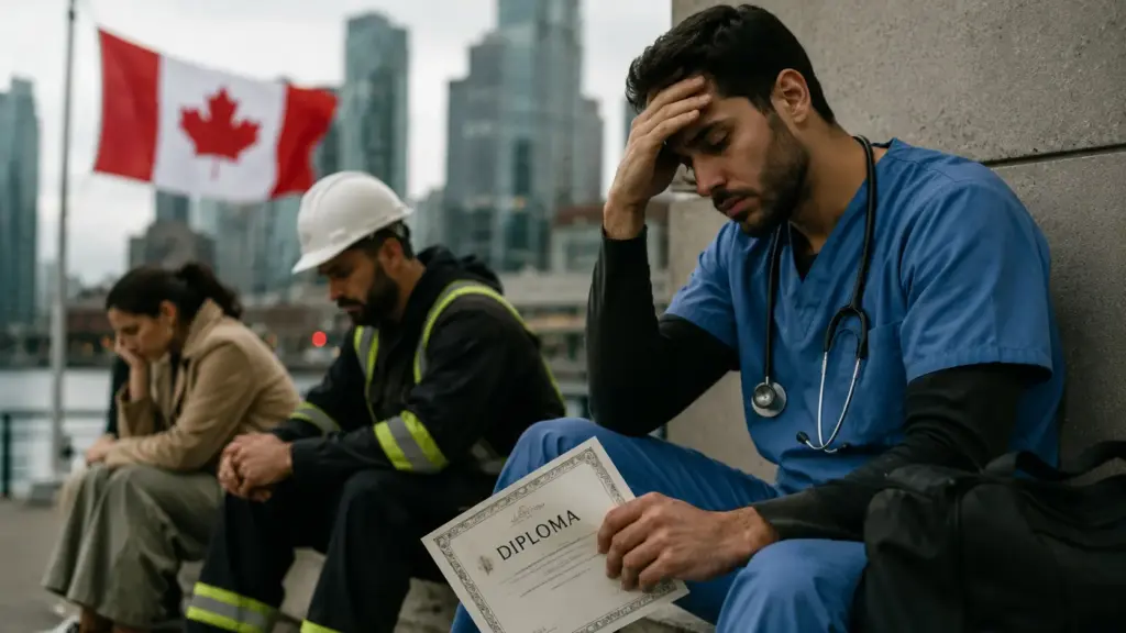 Engenheiros, enfermeiros e outros profissionais brasileiros chegam ao Canadá com diploma e anos de experiência, mas descobrem que podem precisar provar novamente a própria qualificação e acabam trabalhando fora da área enquanto enfrentam meses de validação profissional