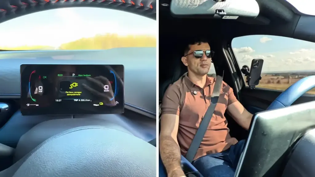 Homem zera bateria de um BYD Dolphin Mini para descobrir o que acontece quando o painel chega a 0%; veja o vídeo do teste