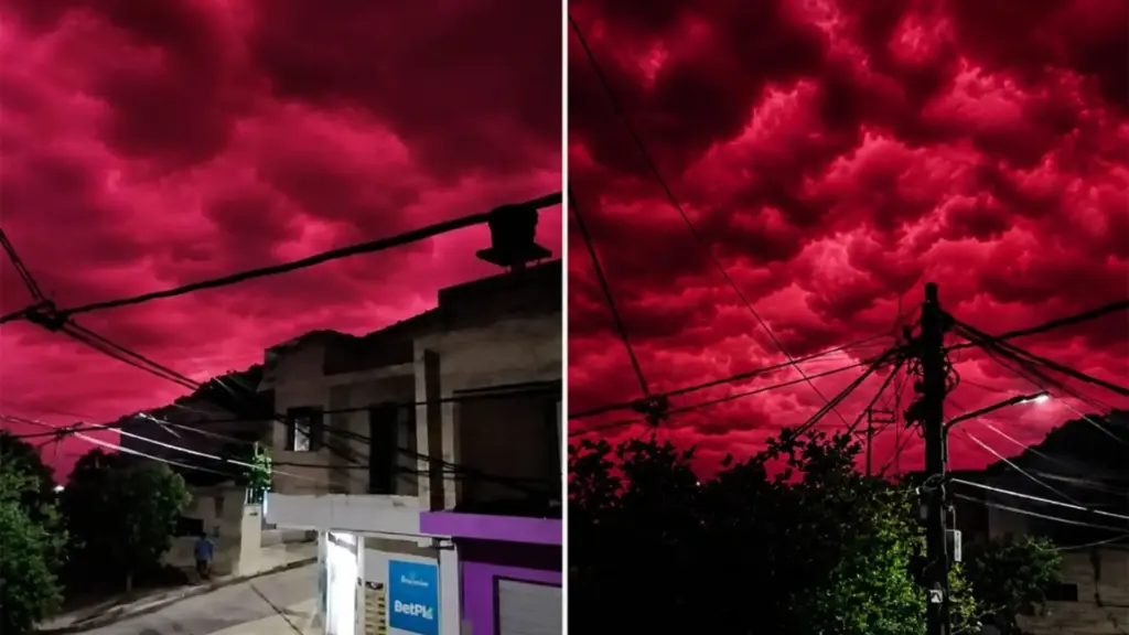Depois que um terremoto de magnitude 7,4 sacudiu a Colômbia, o céu ficou vermelho uma semana mais tarde, imagens viralizaram e moradores passaram a temer novos tremores