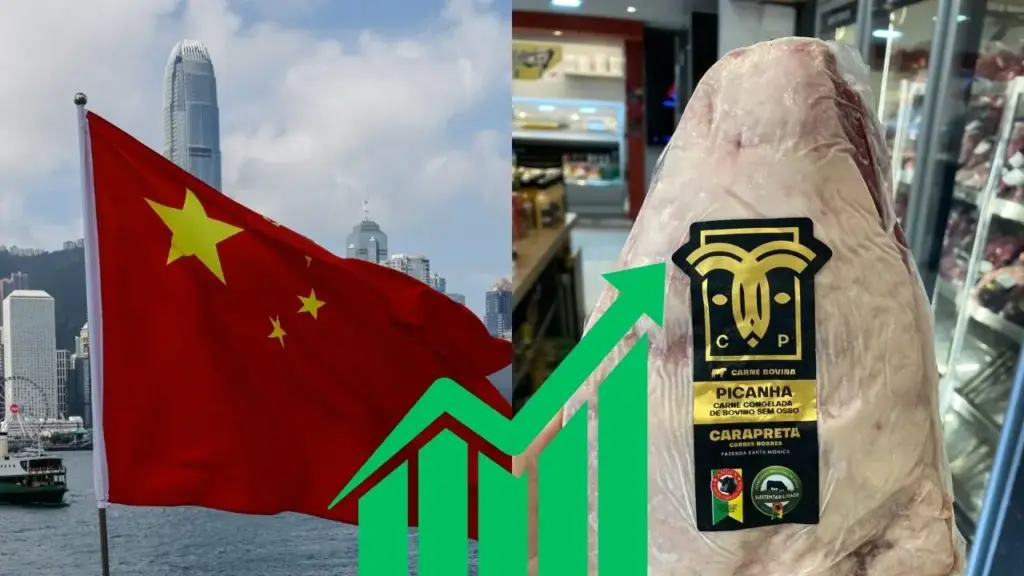 A China passou a cobrar 55% de imposto sobre a carne brasileira acima de 1,1 milhão de toneladas, os frigoríficos correram para embarcar antes do limite e quem sentiu a conta foi o brasileiro no açougue, com a picanha subindo 10,8% em doze meses A China passou a cobrar 55% de imposto sobre a carne brasileira acima de 1,1 milhão de toneladas, os frigoríficos correram para embarcar antes do limite e quem sentiu a conta foi o brasileiro no açougue, com a picanha subindo 10,8% em doze meses