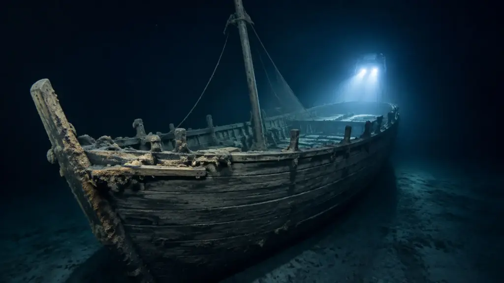 A mais de 2 quilômetros de profundidade, cientistas encontraram um navio grego de 2.400 anos ainda com mastro, lemes e bancos porque o Mar Negro deixou a madeira protegida em uma camada sem oxigênio