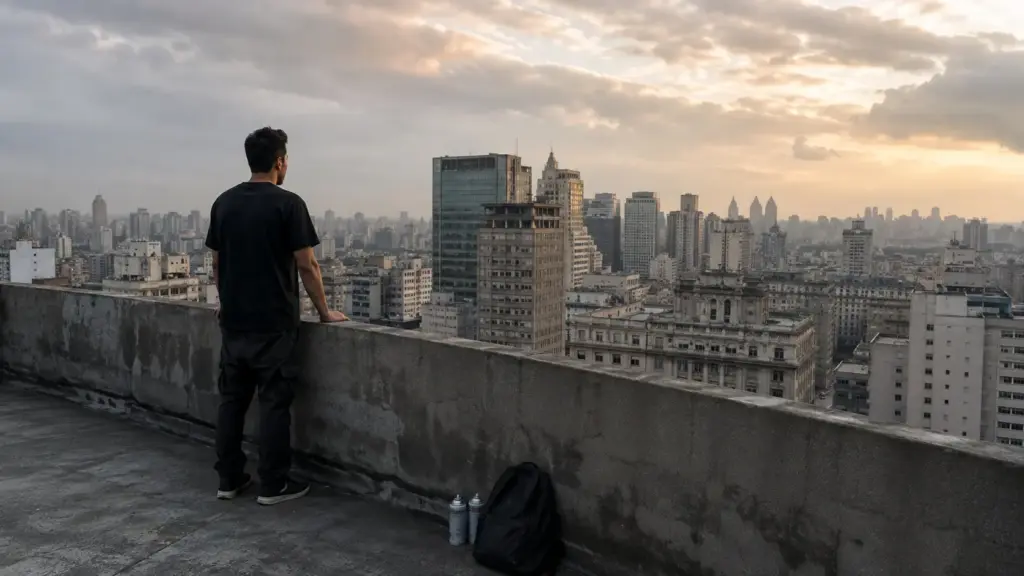 Aos 13 anos, jovem da periferia de São Paulo entrou para o universo da pixação, escalou prédios para deixar sua marca pela cidade e anos depois levou sua linguagem à Fundação Cartier, Bienal de São Paulo e Bienal de Berlim Aos 13 anos, jovem da periferia de São Paulo entrou para o universo da pixação, escalou prédios para deixar sua marca pela cidade e anos depois levou sua linguagem à Fundação Cartier, Bienal de São Paulo e Bienal de Berlim