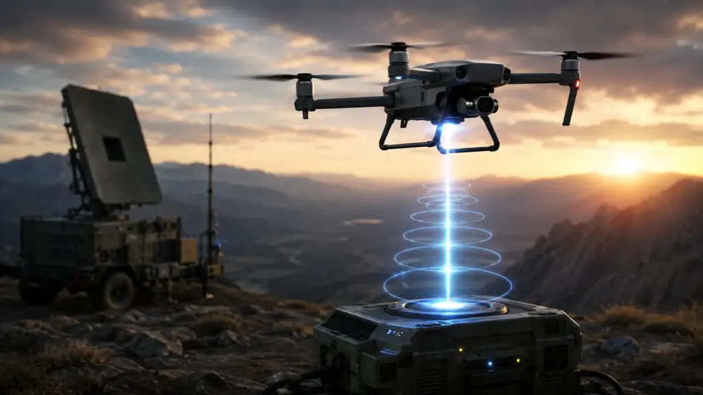 Tecnologia de energia sem fio pode acabar com pousos frequentes de drones usados em vigilância e comunicação militar Tecnologia de energia sem fio pode acabar com pousos frequentes de drones usados em vigilância e comunicação militar