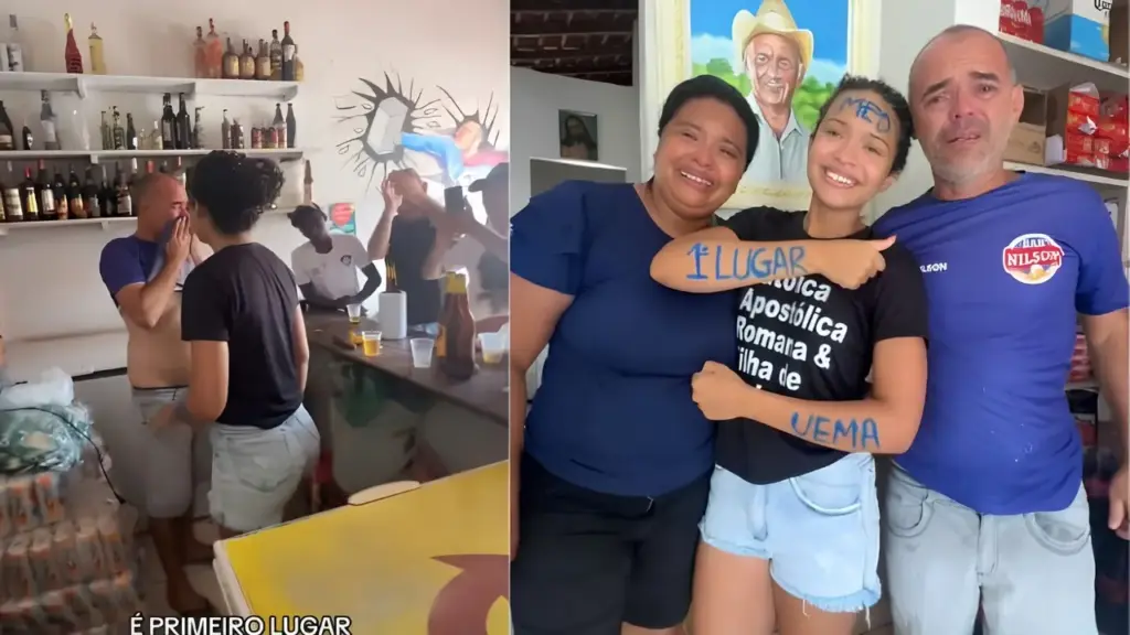 Filha vai até o bar onde o pai trabalha para contar que foi aprovada em 1º lugar em medicina na UEMA; recém-saída do ensino médio, Maria Eduarda surpreendeu o pai e vídeo do abraço entre os dois ultrapassa 3 milhões de visualizações