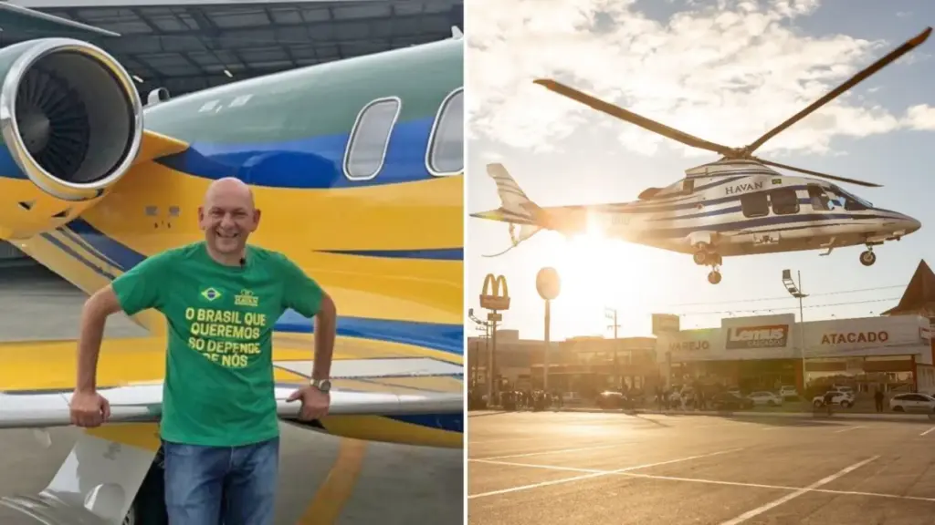 Dono da megaloja Havan montou uma frota aérea avaliada em quase R$ 600 milhões com três jatos e três helicópteros, e o maior deles consegue sair do Brasil e chegar à Europa sem fazer uma única escala Dono da megaloja Havan montou uma frota aérea avaliada em quase R$ 600 milhões com três jatos e três helicópteros, e o maior deles consegue sair do Brasil e chegar à Europa sem fazer uma única escala