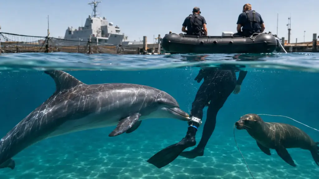 Golfinhos e leões-marinhos viraram sentinelas da Marinha dos EUA: desde 1959, eles localizam minas e prendem braçadeiras em mergulhadores invasores, enquanto a Rússia manteve um programa semelhante em Sebastopol