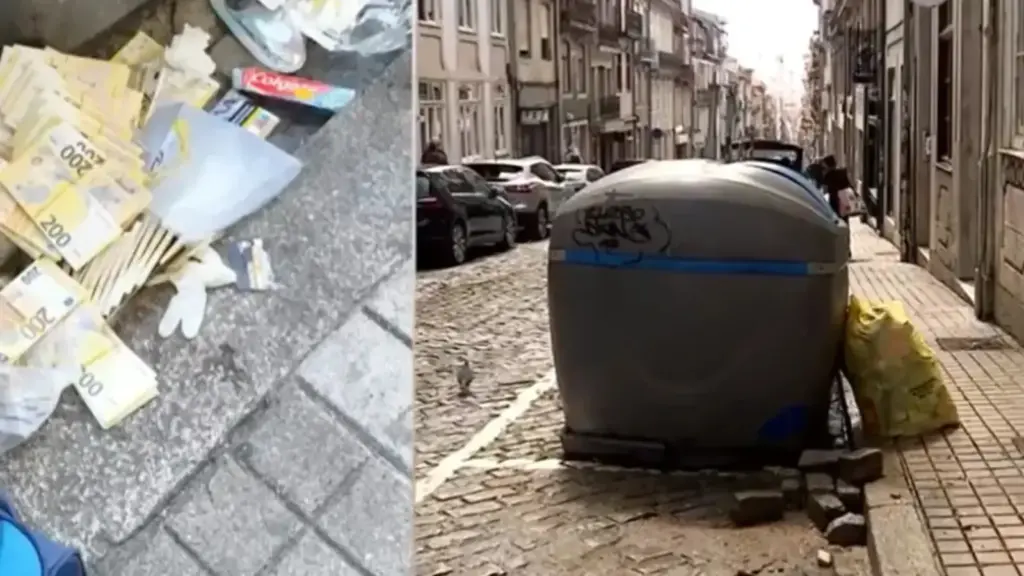 Enquanto procurava garrafas plásticas, homem em situação de rua encontra mala com 1,47 milhão de euros em notas falsas ao lado de área de reciclagem em Portugal