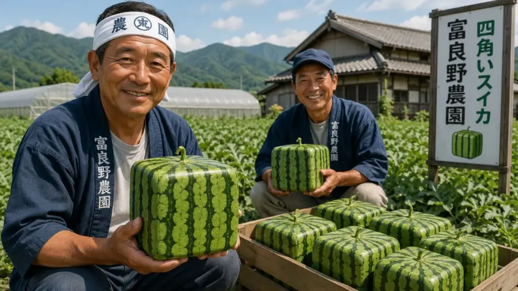 Melancias quadradas viraram item de luxo no Japão e podem custar mais de US$ 800; elas são colhidas antes de amadurecer, não são geneticamente modificadas e foram pensadas para facilitar o armazenamento