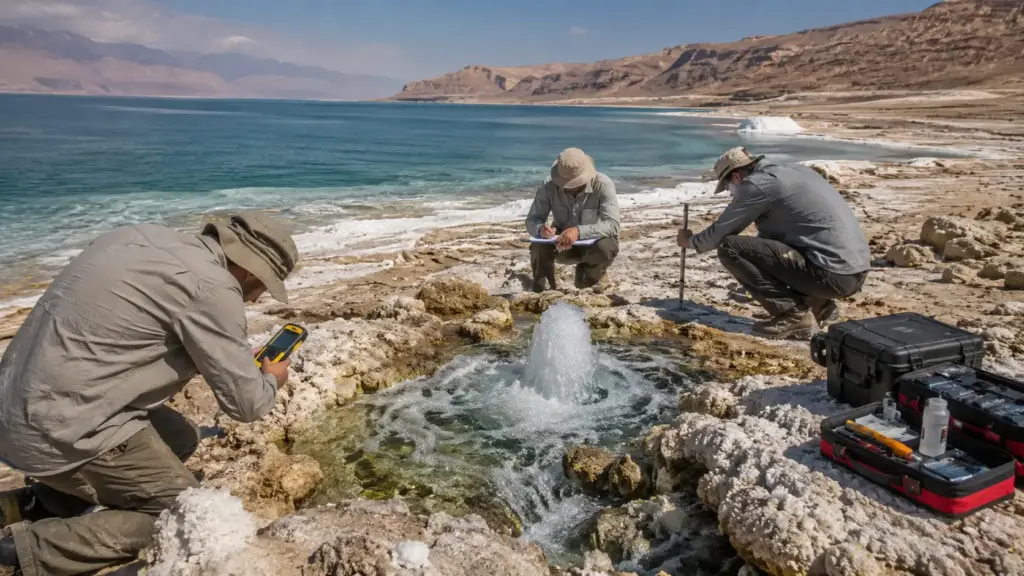 Geólogos observam surgimento de nascentes de água doce nas margens do Mar Morto após décadas de recuo do lago e fenômeno reacende comparações com antiga profecia bíblica