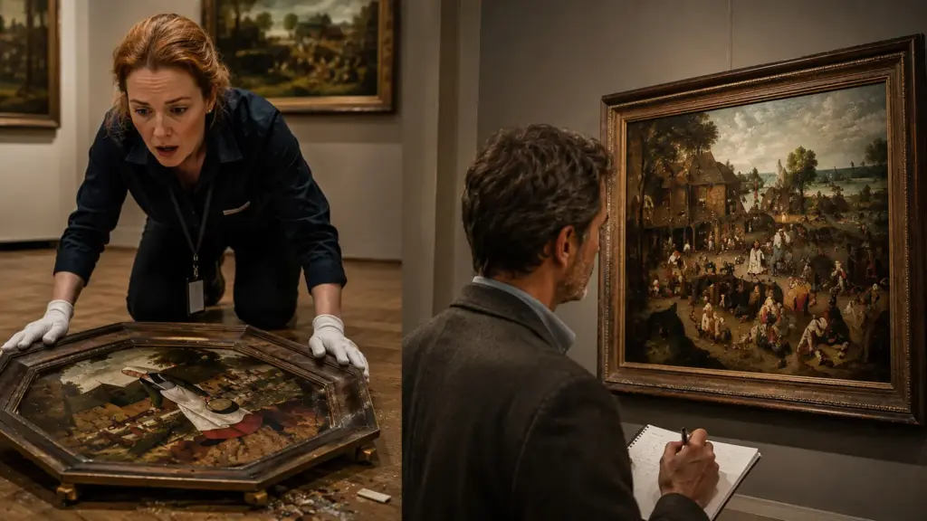 Funcionária de museu derruba sem querer a moldura de quadro de Pieter Brueghel e descobre que o original havia sido roubado e substituído por uma reprodução recortada de revista Funcionária de museu derruba sem querer a moldura de quadro de Pieter Brueghel e descobre que o original havia sido roubado e substituído por uma reprodução recortada de revista