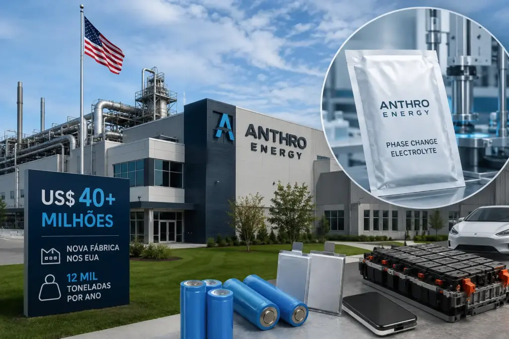 Empresa investe mais de US$ 40 milhões em fábrica nos EUA capaz de produzir 12 mil toneladas por ano de material avançado para baterias
