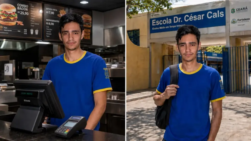Sem computador, jovem cearense trabalhava das 18h30 às 4h30 em uma hamburgueria, dormia apenas quatro horas, estudava à tarde e mesmo com uma rotina intensa, conseguiu aprovação em duas universidades