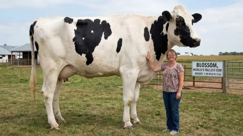 Vaca mais alta do mundo tinha 1,90 metro e entrou para o Guinness; Blossom nasceu de pais de tamanho normal, vivia em uma fazenda em Orangeville, nos EUA, e se tornou uma celebridade internacional