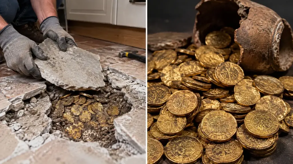 Casal quebra piso da cozinha durante reforma, pensa ter atingido um cabo elétrico e encontra mais de 260 moedas de ouro enterradas a poucos centímetros do concreto, tesouro de 1610 a 1727 vai a leilão e alcança cerca de R$ 5,2 milhões