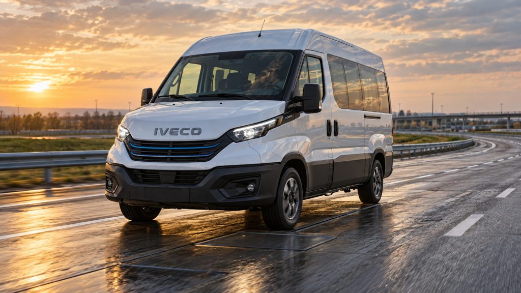 Van elétrica da Iveco com seis lugares entra em serviço na Itália e pode receber energia sem fios ao parar ou passar por pista equipada Van elétrica da Iveco com seis lugares entra em serviço na Itália e pode receber energia sem fios ao parar ou passar por pista equipada
