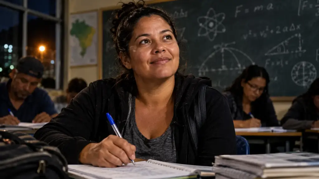 Aos 46 anos e mãe de três filhos, mulher volta a estudar à noite após anos longe da escola, entra em Física na UFPI pelo SiSU 2026 e agora tem a mesma área de estudo de um dos filhos Aos 46 anos e mãe de três filhos, mulher volta a estudar à noite após anos longe da escola, entra em Física na UFPI pelo SiSU 2026 e agora tem a mesma área de estudo de um dos filhos