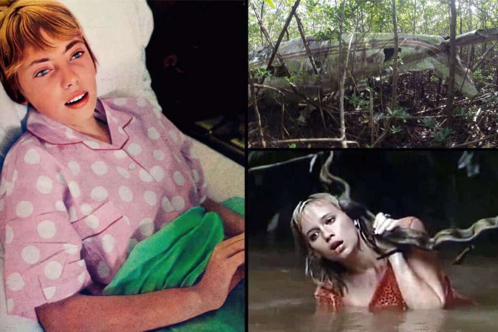 Adolescente de 17 anos acorda sozinha no meio da selva em 1971 após sobreviver à queda de um avião que se desintegrou a aproximadamente 3 mil metros, enfrenta ferimentos, miopia sem os óculos, picadas e larvas em uma ferida e continua caminhando por 11 dias até alcançar uma cabana Adolescente de 17 anos acorda sozinha no meio da selva em 1971 após sobreviver à queda de um avião que se desintegrou a aproximadamente 3 mil metros, enfrenta ferimentos, miopia sem os óculos, picadas e larvas em uma ferida e continua caminhando por 11 dias até alcançar uma cabana